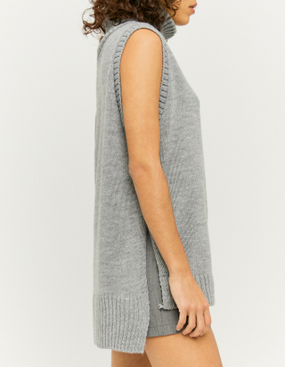 Pull Long Sans Manches Col Montant