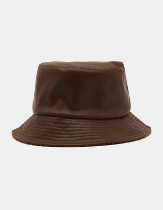 TALLY WEiJL, Brown Faux Leather Bucket Hat for Women