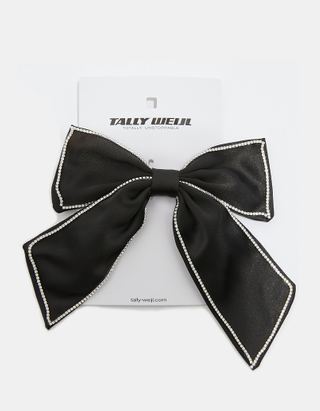 TALLY WEiJL, Black Hair Bow Clip with Strass for Women