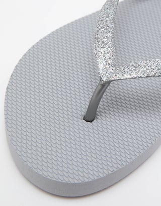 Grey Flip Flops with Glitter