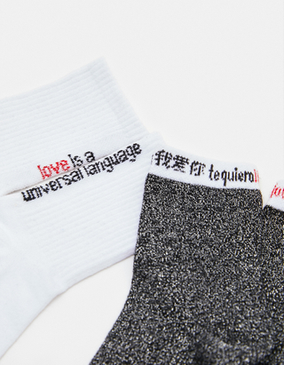 TALLY WEiJL, 2 Pack Printed Socks for Women
