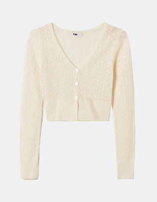 TALLY WEiJL, White Fitted Cropped Cardigan for Women