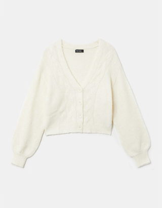 TALLY WEiJL, White Cable Knit buttoned Cardigan for Women