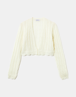 TALLY WEiJL, White Cable knit Cardigan for Women