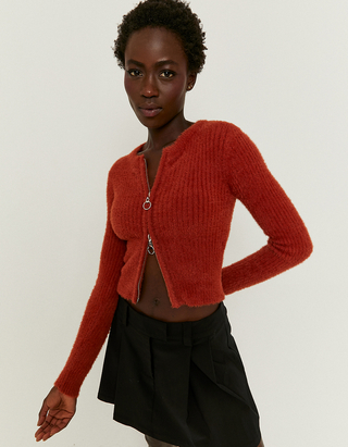 Zip up Soft touch Cropped Cardigan | TALLY WEiJL Online Shop