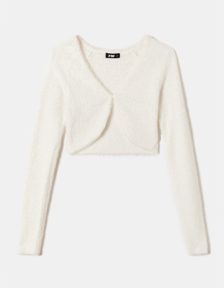 TALLY WEiJL, Weißer Cropped Soft Touch Pullover for Women