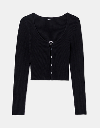 TALLY WEiJL, Black Knit Buttoned Top for Women