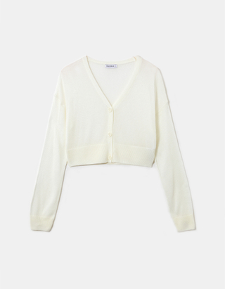 TALLY WEiJL, White Buttoned Cropped Cardigan for Women
