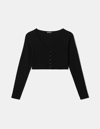 Black Cropped Cardigan | TALLY WEiJL 