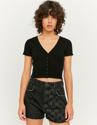 Black Tie Dye Cropped Top | TALLY WEiJL 