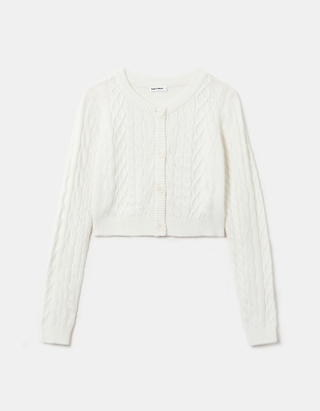 TALLY WEiJL, White Buttoned Cable knit Cardigan for Women