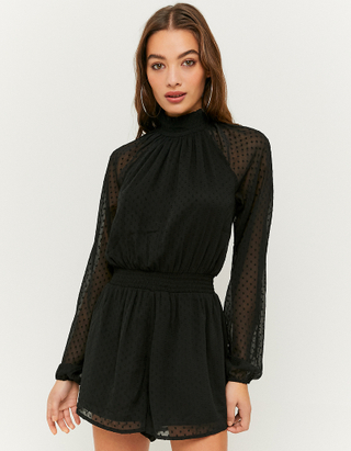 TALLY WEiJL, Black Long Sleeves Playsuit for Women