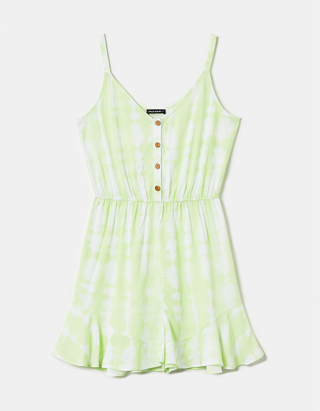Printed Buttoned Sleeveless Playsuit