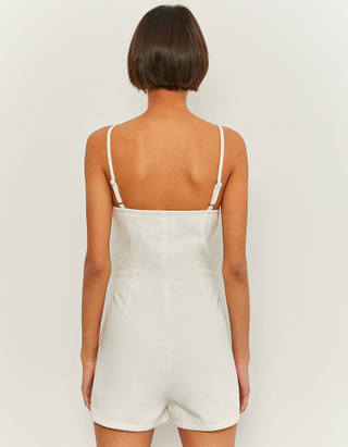 Weißer Basic Jeans Playsuit