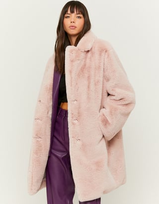 Pinker Mantel aus Kunstfell