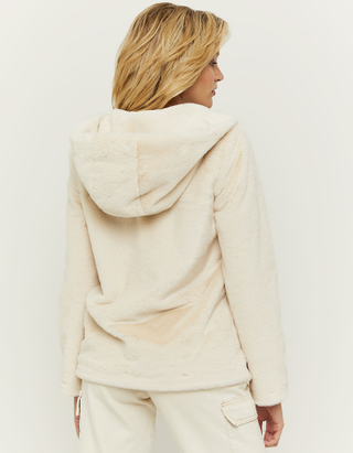 TALLY WEiJL, White Hooded Faux Fur Jacket for Women