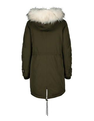 Hooded Padded Parka with Removable Faux fur