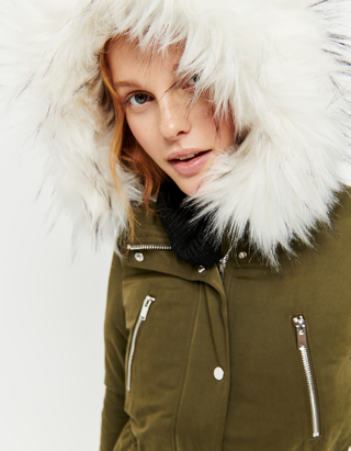 TALLY WEiJL, Hooded Padded Parka with Removable Faux fur for Women