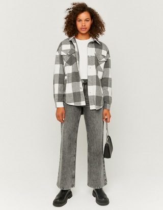 TALLY WEiJL, Belted Check Print Shacket for Women