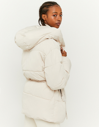 TALLY WEiJL, Beige Hooded Puffer Jacket for Women