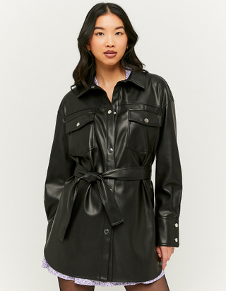 Faux Leather Shacket