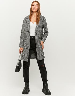 TALLY WEiJL, Grey Check Print Coat for Women