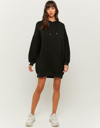 Black Hooded Mini Sweat Dress