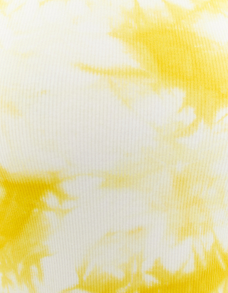 Gelbes Figurbetontes Batik Mini Kleid