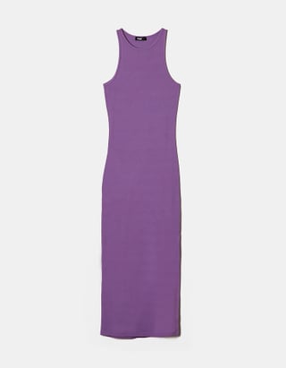 TALLY WEiJL, Lilac Basic Midi Dress with Side Slit for Women