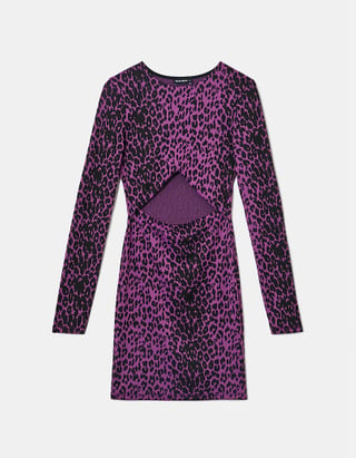 Violettes Mini Kleid mit Animal-Muster