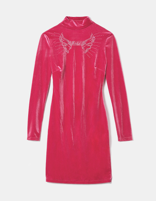 TALLY WEiJL, Różowa aksamitna sukienka Mini for Women