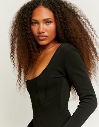 TALLY WEiJL, Black Knit Basic Mini Dress for Women