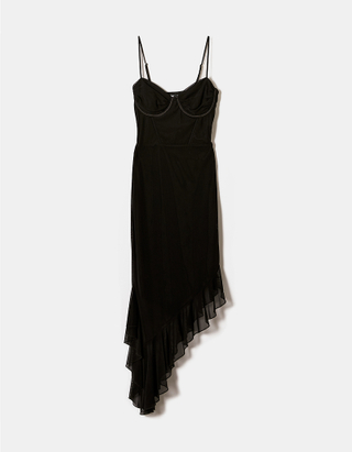 TALLY WEiJL, Black Ruffles Midi Dress for Women