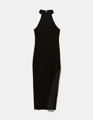 TALLY WEiJL, Czarna sukienka midi na ramiączkach z imitacją kryształków for Women