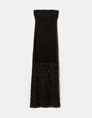 TALLY WEiJL, Czarna koronkowa sukienka midi z odkrytymi ramionami for Women