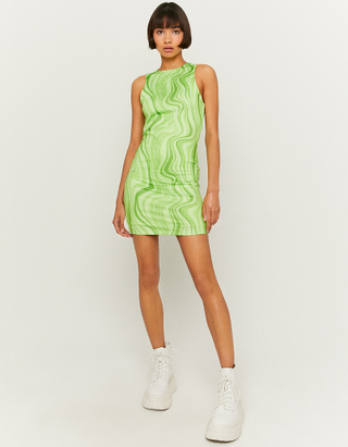 Πράσινο Μίνι φόρεμα με στάμπα