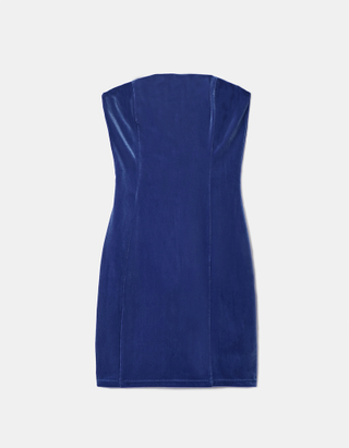 TALLY WEiJL, Blue Velvet Bustier Mini Dress for Women