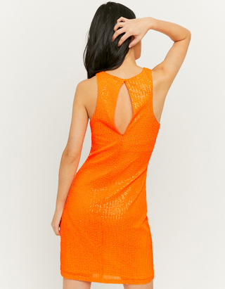 Orangefarbenes Mini Kleid mit Pailletten