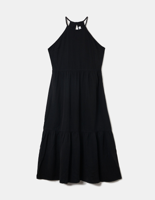 Μαύρο Midi Halter Φόρεμα