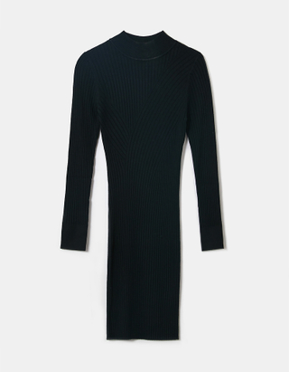 TALLY WEiJL, Black Knit Round Neck Dress for Women