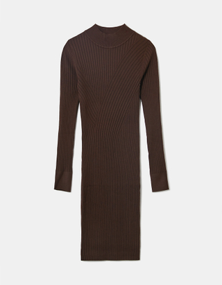 TALLY WEiJL, Brown Knit Round Neck Dress for Women