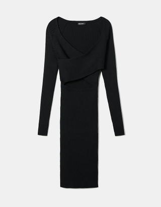 TALLY WEiJL, Czarna sukienka dzianinowa Basic for Women