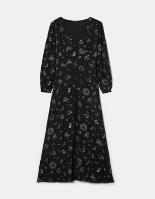 TALLY WEiJL, Czarna romantyczna sukienka Maxi z długim rękawem for Women