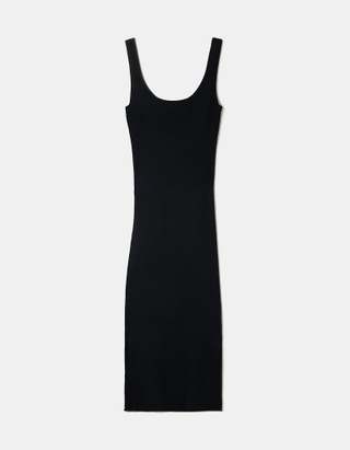 Μαύρο Slit Midi Φόρεμα