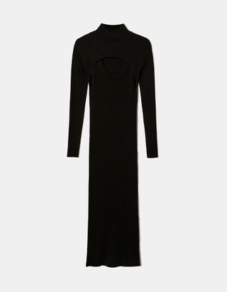 TALLY WEiJL, Black Fitted Midi Knit Dress for Women