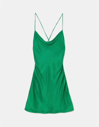 TALLY WEiJL, Green Satin Mini Dress for Women