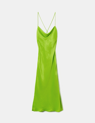 Green Satin Maxi Party Dress