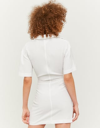 Λευκό Mini Λινό Φόρεμα