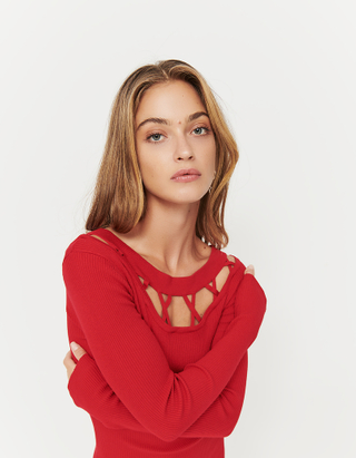 Red Bodycon Knit Dress 