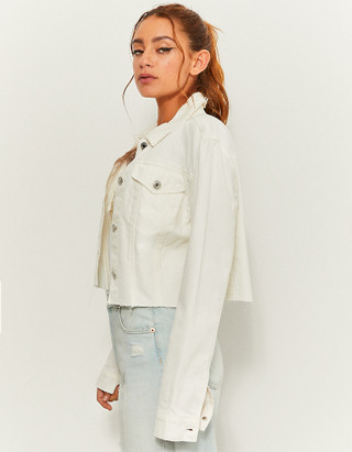 TALLY WEiJL, White Cropped Denim Jacket for Women